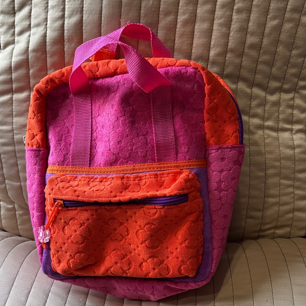 Pink and Orange Textured Backpack